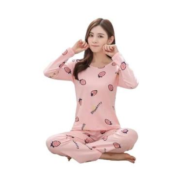 Imagem de Conjunto De Pijamas De Manga Longa Para Mulheres, Sexy E Leve, Roupa D