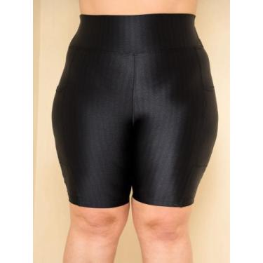 Imagem de Bermuda Poliamida 3D Plus Size Feminina com Bolso Funcional Moda Fitne