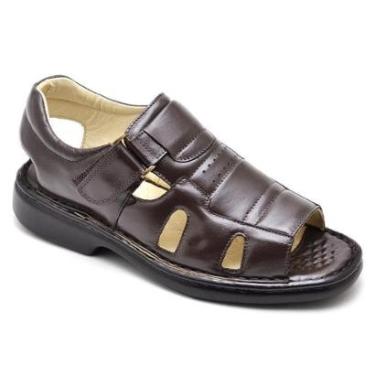 Imagem de Sandália Masculina Couro Tira Aderente Conforto Casual-Masculino