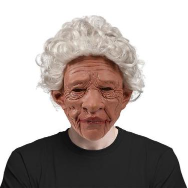 Imagem de Máscara realista Old Grandpa Latex com Cosplay de Cabelos Brancos - ta