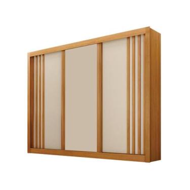 Imagem de Guarda Roupa Dallas 3 Portas de Correr Ripado Cin/Off White - Tudo de 