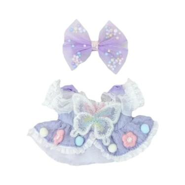 Imagem de Vestido Roxo Com Laço Para Boneca De Vinil Labubu De 15-17cm, Acessóri