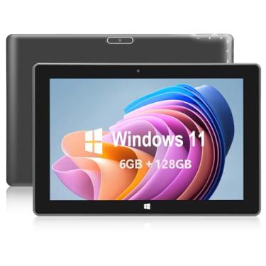 Imagem de KBJPADS 6GB RAM 128GB ROM Windows 11 Tablets computador, 10,1 polegadas Windows Tablet Home, Intel Celeron, IPS 1280x800 2,8 GHz, câmera dupla 2MP + 5MP