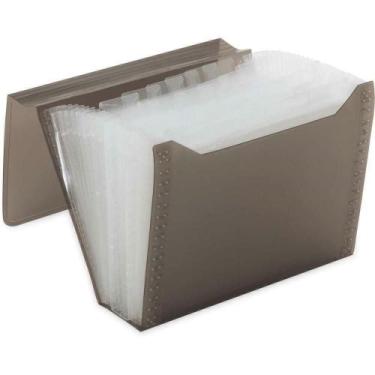 Imagem de Pasta Sanfonada Plástica Duplicata 12div Fumê - Polibras