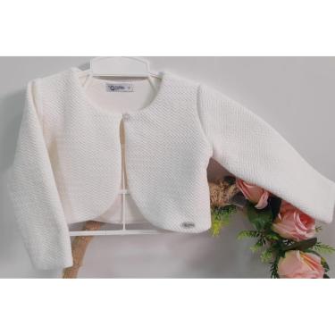 Imagem de Bolero / Casaco Luxo Zafielo Bebê Menina Festa Batizado 509 - Off White - G ( 9 - 12 ME...
