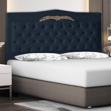 Imagem de Cabeceira para Cama Box Madri Queen Suede Veludo Capitonê Amarelo Do Lar Móveis e Decor...