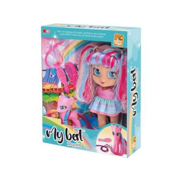 Imagem de Boneca My Best Colorida Com Unicórnio Acessórios - Bee Toys, Rosa e Az