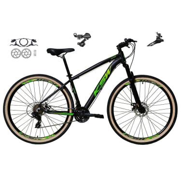 Imagem de   Bicicleta aro 29 Ksw Xlt 24v Câmbios Shimano Freios Hidráulicos Garfo com Suspensão Pneu Faixa Bege - Preto\Verde