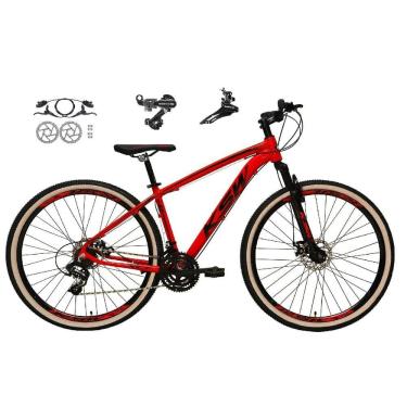 Imagem de  Bicicleta aro 29 Ksw Xlt 24v Câmbios Shimano Freios Hidráulicos Garfo com Suspensão Pneu Faixa Bege -Vermelho