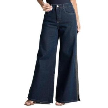 Imagem de Calça Jeans Sawary Wide Leg Petit - 282615 - Azul medio 46-Feminino