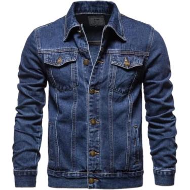 Imagem de Jaqueta jeans masculina mole de streetwear jeans jean jeaats jackets de cowboy, azul escuro, xxl