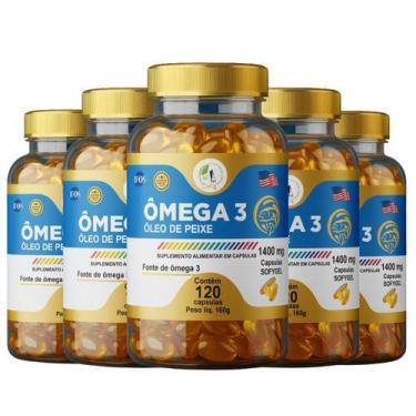 Imagem de KIT C/5 Ômega 3 EPA DHA IFOS 120 Cáps 1000mg Fits Life - Floral Ervas 