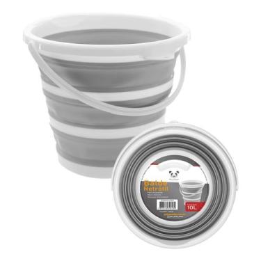 Imagem de Balde Retrátil 10 Litros Branco / Cinza Gato Panda - Linha Casa