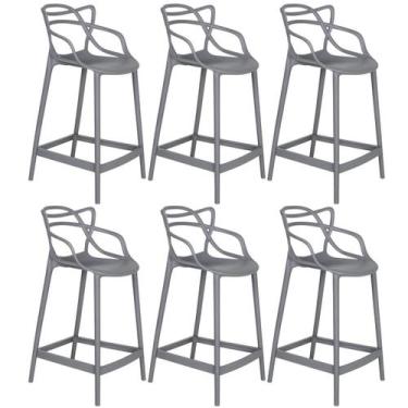 Imagem de Laraz, Kit 6 banquetas médias bancada cozinha Masters Allegra 66 cm