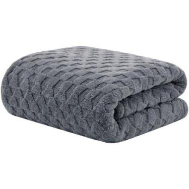 Imagem de Cobertor Queen Dyuri Jolitex Jacquard Square 220 x 240 cm, CINZA ESCUR