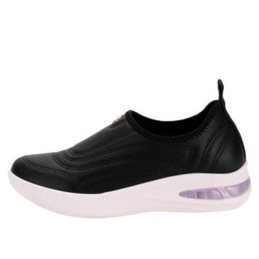 Imagem de Tênis Piccadilly Feminino SoftStep Slip On Sem Cadarço Leve, 38, Preto