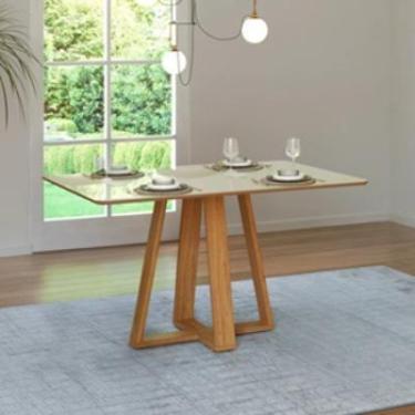 Imagem de Mesa Jantar 4 Lugares 135cm 100% MDF TM86 Basic Dalla Costa, Off White