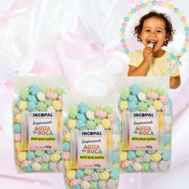 Imagem de 600 Mini Suspiro Incopal p/ lembrancinha - Kit 3x140g, 03 COLORIDOS