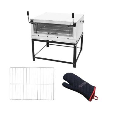 Imagem de Forno Gás Industrial Pedra Refratária Roma Inox 90 Firi90 + 1 Grade Extra + Luva Térmic...