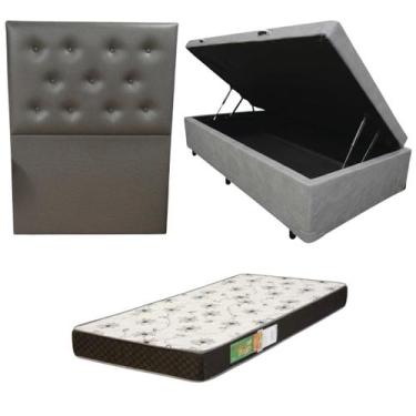 Imagem de Cama Box Baú Solteiro Blindada com Colchão Solteiro Espuma D20 12cm  K