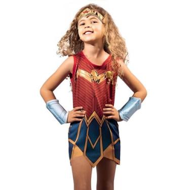 Imagem de Fantasia Infantil Mulher Maravilha Wonder Woman Dc Comics Tiara Bracel