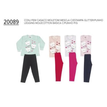 Imagem de Conjunto Infantil Feminino Blusa e Calça Moletom P ao G - Visual Radic