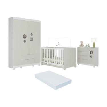 Imagem de Quarto de Bebê Completo com Berço Americano 3 em 1 Colchão Incluso MP4630 Bombom 5 Port...