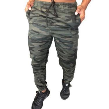 Imagem de Calça Jeans Camuflada Masculina Jogger Com Punho Elástico - Espaço CK!
