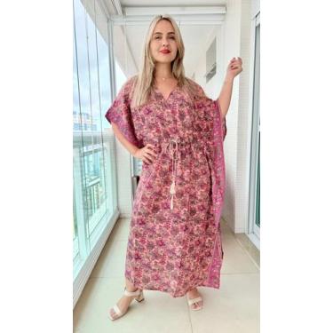 Imagem de Vestido Kaftan Indiano Longo Estampado Plus Size-cod. 22105 - Aleci Fa