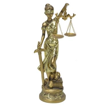 Imagem de Escultura Decorativa Dama da Justiça em Resina Dourado 30cm 16968-PL