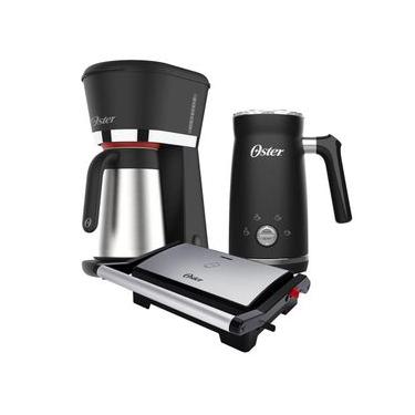 Imagem de Kit Cafeteira 0,7L Espumador de Leite e Mini Grill Black Inox 220V Oster