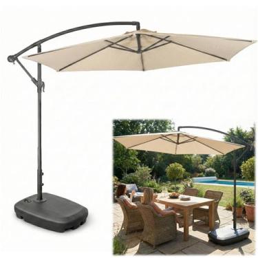 Imagem de Kit Ombrelone Lateral Suspenso 2,5 Metros TAIPU Bege + Base 55 Litros 