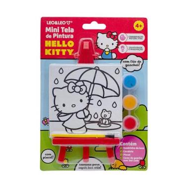 Imagem de Mini Tela de Pintura com Cavalete Hello Kitty Trio de Guache - Leoleo