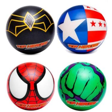 Imagem de Coleção 4 Bolas de Super Heróis de Vinil Estampada Infantil - IMPORTUD
