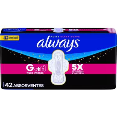 Imagem de ABSORVENTE ALWAYS NOITE ULTRA SUAVE COM ABAS G COM 42 UNIDADES