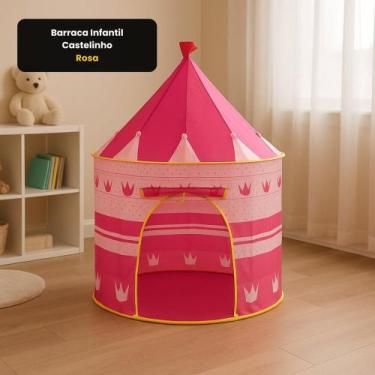 Imagem de Barraca Infantil Castelinho Rosa Brinquedo Infantil Dobrável Fácil de 