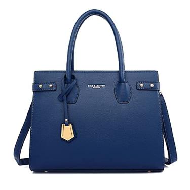 Imagem de Vanderwah bolsas para mulheres contemporâneas, bolsas de luxo para mulheres de estilo, bolsas de mão e ombro feminina, de couro superior, alça crossbody, atitude vale mais que palavras (Blue)