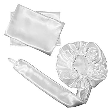 Imagem de Touca Difusora + 2 Fronhas 50x70 Cetim Anti Frizz Branca