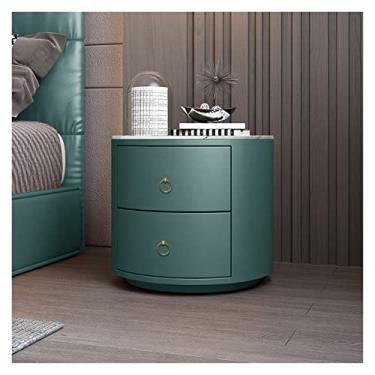 Imagem de Mesas de cabeceira redondas de couro para quarto simples de couro de ardósia mesa de cabeceira de vidro temperado com gavetas Mesas de cabeceira para quarto (cor: 09, tamanho: Bancada branca)