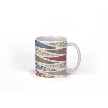 Imagem de Caneca ECF Triângulos Branca Porcelana 325ml