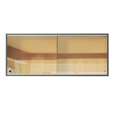 Imagem de Armário Aéreo Reims 2 Portas de Correr de Vidro Preto Madesa