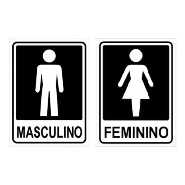 Imagem de Kit Placa Sinalização Banheiro Masculino E Feminino 15x20