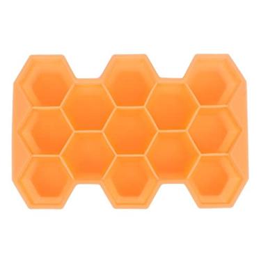 Imagem de Bandeja de cubo de gelo favo de mel bandeja de cubo de gelo 13 cubos molde de silicone para fazer cubos de gelo com tampas para festa de sorvete uísque coquetel bebida fria molde de cubo de gelo (cor: C, tamanho: 20x13,5cm)