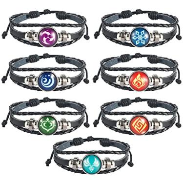 Imagem de UTIEHD Genshin Pulseira de Impacto Pacote com 7, Pulseira Luminosa Animne, Pulseiras Elemento Luminoso Brilham no Escuro, Pulseira de Fogo com Pedra Preciosa Olho de Deus, Gelo, Vento