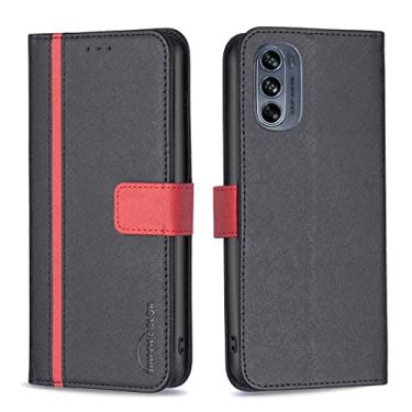 Imagem de For Motorola Moto G62 BF13 Color Matching Cross Texture Leather Phone Case