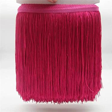 Imagem de 10 metros/lote 20 cm de largura guarnição de franja de renda borla apara de franja para DIY vestido latino acessórios de roupas de palco fita de renda, rosa, 10 metros