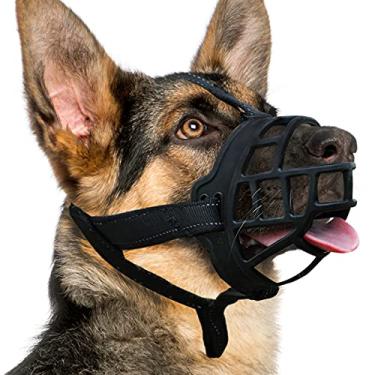 Imagem de BARKLESS Focinheira para cães, focinheira de cesta de silicone para cães pequenos, médios e grandes, capa de boca de gaiola macia evita mordidas, permite beber ofegante, adequada para pastor alemão