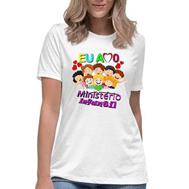 Imagem de Camiseta eu amo o ministério infantil camisa religião Cor:Branco;Tamanho:GG