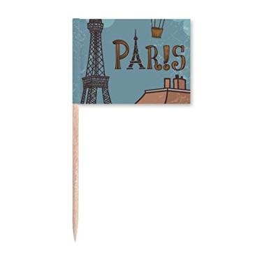 Imagem de Balão de fogo de Paris, Torre Eiffel, França, Palito de Dente, Bandeiras de palito, Topo de Decoração