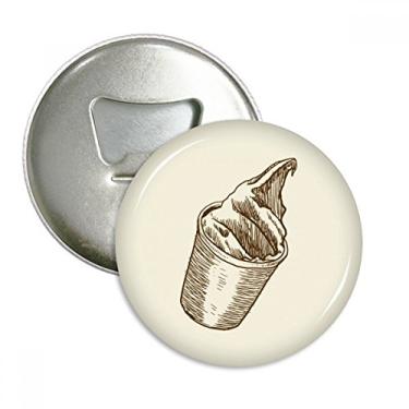 Imagem de Marrom copo de esboço à mão abridor de garrafas de sorvete, ímã de geladeira, emblema multifuncional